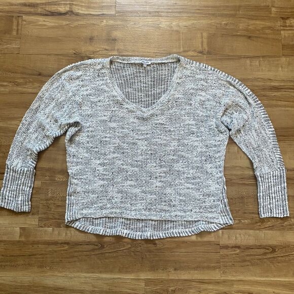 SPLENDID S Women’s Oversized Sweater Gray White Chunky Open Knit Boxy Beachy USA - Picture 7 of 16